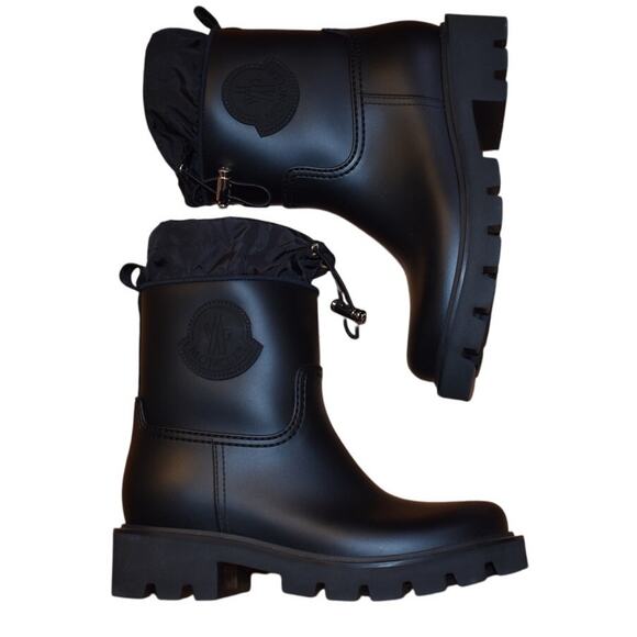 Moncler Women's Black Kickstream Rubber Waterproof Boots Size IT 39 US 9 - Picture 4 of 10